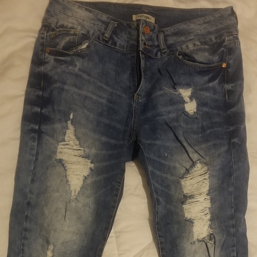 Distressed cropped jeans by Refuge-Charlotte Russe